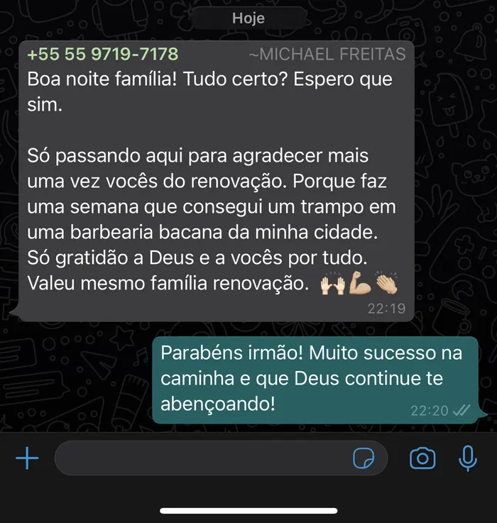 Mensagem de aluno