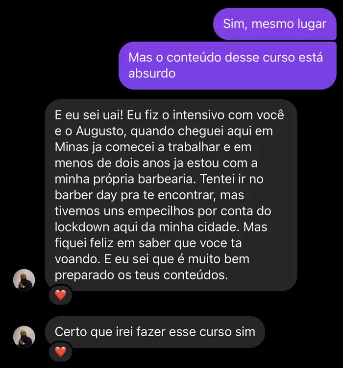 Mensagem de aluno
