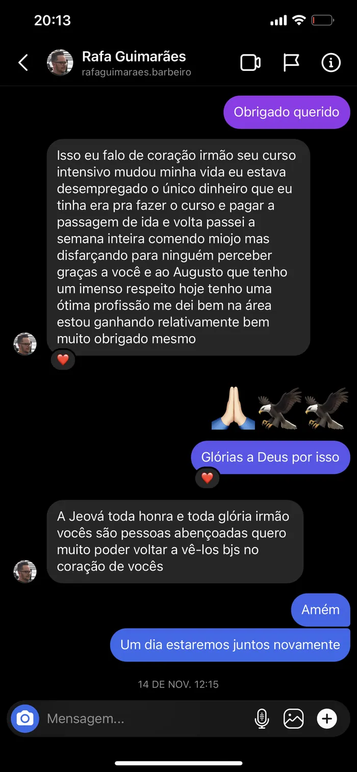 Mensagem de aluno