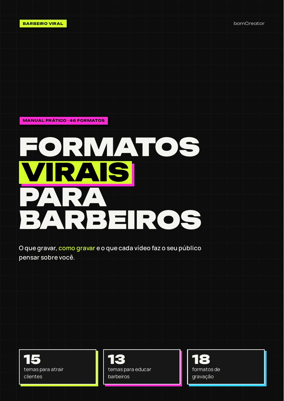 Capa do manual Formatos Virais para Barbeiros